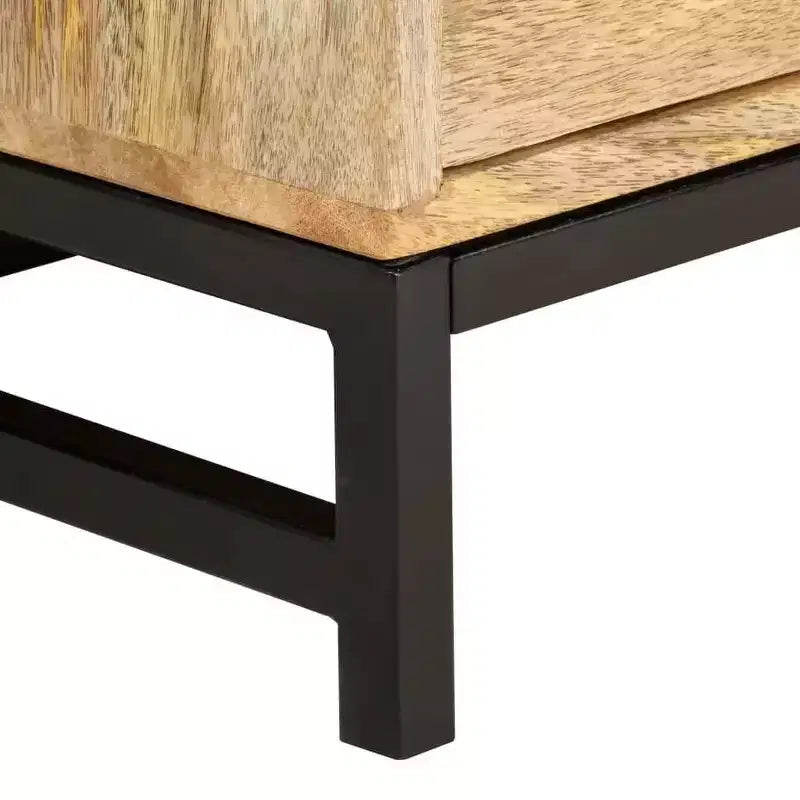 vidaXL Tavolino da caffè basso con contenitore - Realizzato in legno massello di mango con gambe in acciaio verniciato a polvere, design rustico e industriale, marrone