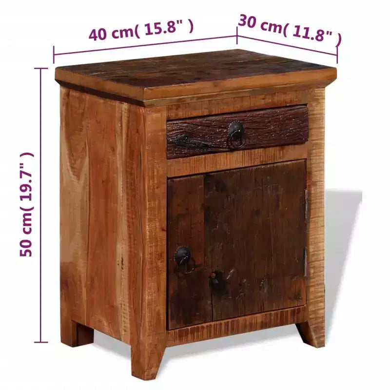 vidaXL Comodino Marrone in Legno Massello di Acacia e Legno di Recupero Piccolo