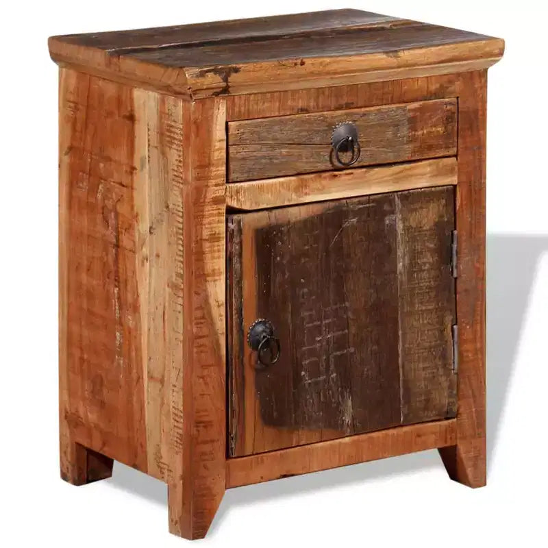 vidaXL Comodino Marrone in Legno Massello di Acacia e Legno di Recupero Piccolo