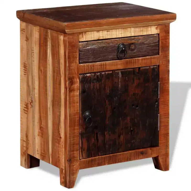 vidaXL Comodino Marrone in Legno Massello di Acacia e Legno di Recupero Piccolo