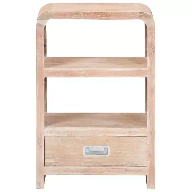vidaXL Comodino in acacia sbiancata, in legno massello di acacia, marrone medio-chiaro