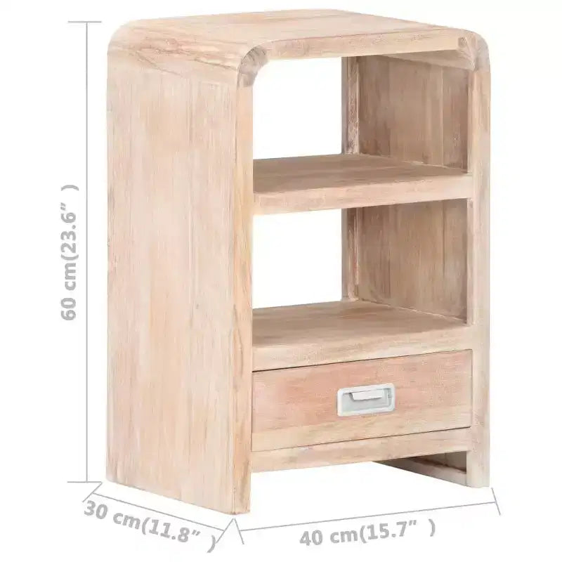 vidaXL Comodino in acacia sbiancata, in legno massello di acacia, marrone medio-chiaro