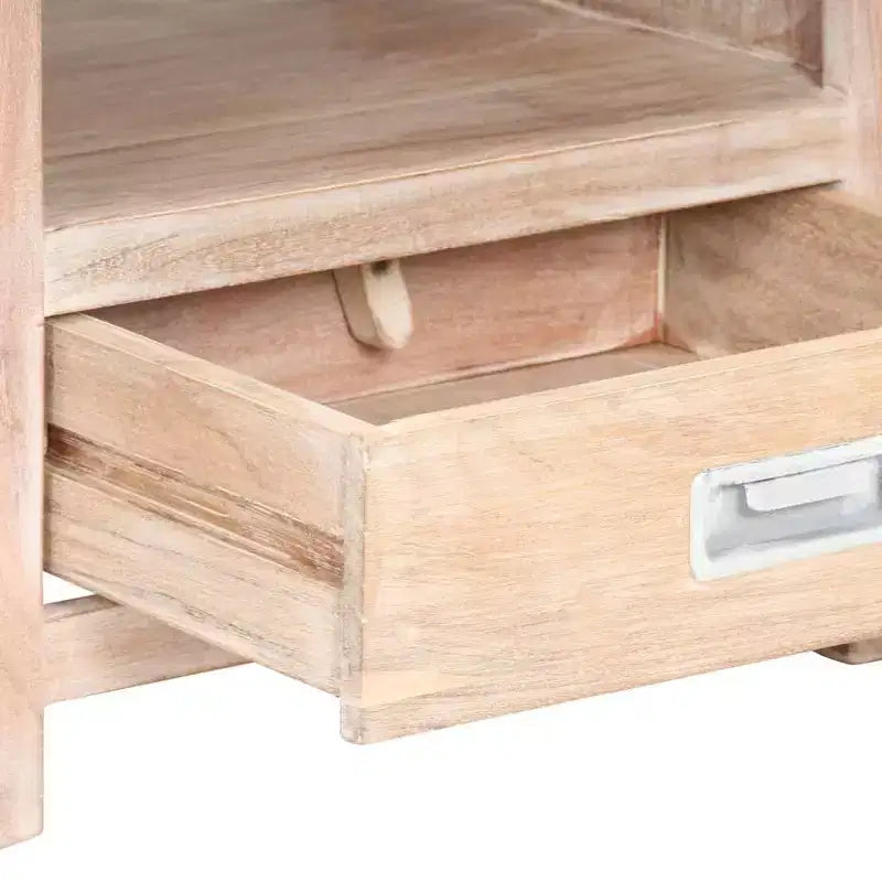 vidaXL Comodino in acacia sbiancata, in legno massello di acacia, marrone medio-chiaro