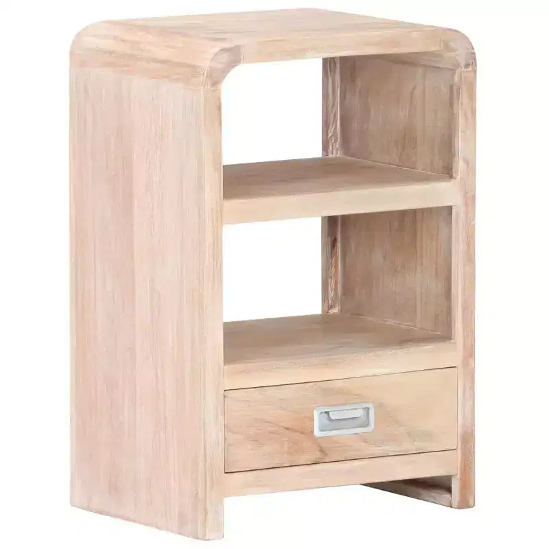 vidaXL Comodino in acacia sbiancata, in legno massello di acacia, marrone medio-chiaro