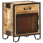 vidaXL Comodino 43x30x51 cm Legno Massello di Mango Grezzo - Durevole, Stile Industriale, Comodino da Camera da Letto, Marrone e Nero, Ampio Spazio per Riporre