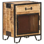 vidaXL Comodino 43x30x51 cm Legno Massello di Mango Grezzo - Durevole, Stile Industriale, Comodino da Camera da Letto, Marrone e Nero, Ampio Spazio per Riporre