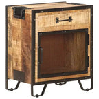 vidaXL Comodino 43x30x51 cm Legno Massello di Mango Grezzo - Durevole, Stile Industriale, Comodino da Camera da Letto, Marrone e Nero, Ampio Spazio per Riporre