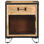 vidaXL Comodino 43x30x51 cm Legno Massello di Mango Grezzo - Durevole, Stile Industriale, Comodino da Camera da Letto, Marrone e Nero, Ampio Spazio per Riporre