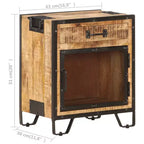 vidaXL Comodino 43x30x51 cm Legno Massello di Mango Grezzo - Durevole, Stile Industriale, Comodino da Camera da Letto, Marrone e Nero, Ampio Spazio per Riporre