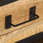 vidaXL Comodino 43x30x51 cm Legno Massello di Mango Grezzo - Durevole, Stile Industriale, Comodino da Camera da Letto, Marrone e Nero, Ampio Spazio per Riporre