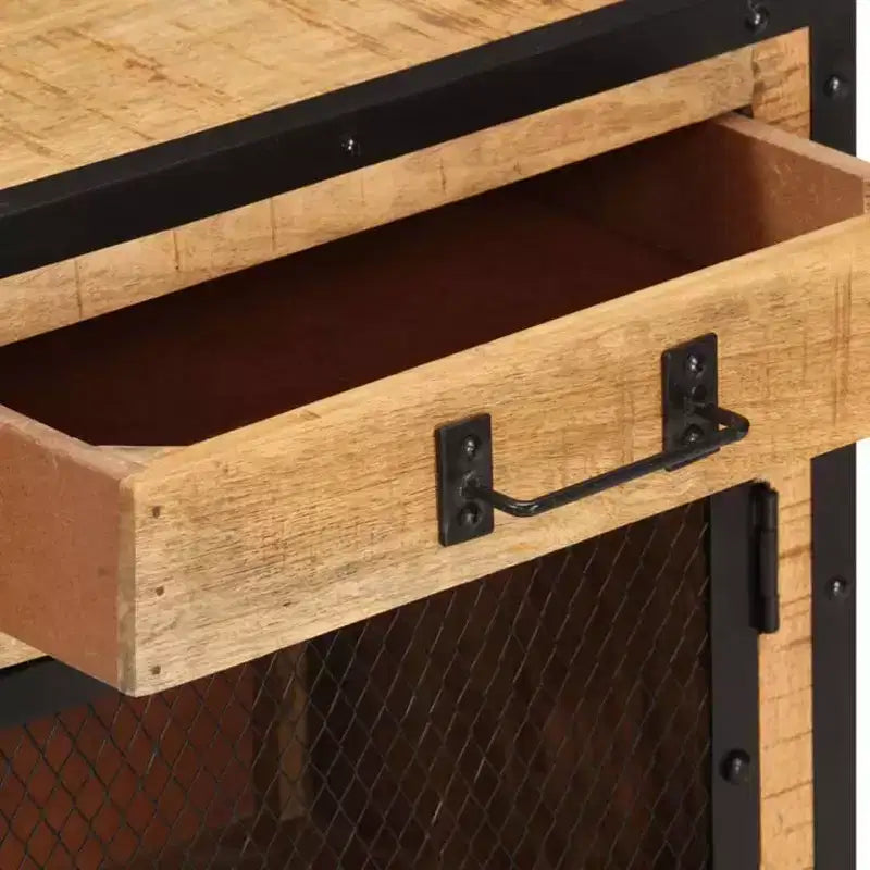 vidaXL Comodino 43x30x51 cm Legno Massello di Mango Grezzo - Durevole, Stile Industriale, Comodino da Camera da Letto, Marrone e Nero, Ampio Spazio per Riporre