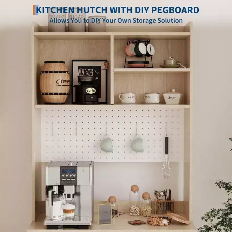 Dispensa Alta 71" con 2 Ante in Vetro, Mobile Contenitore Autoportante per Cucina con Ripiani Regolabili, Credenza Stile Rustico per Sala da Pranzo