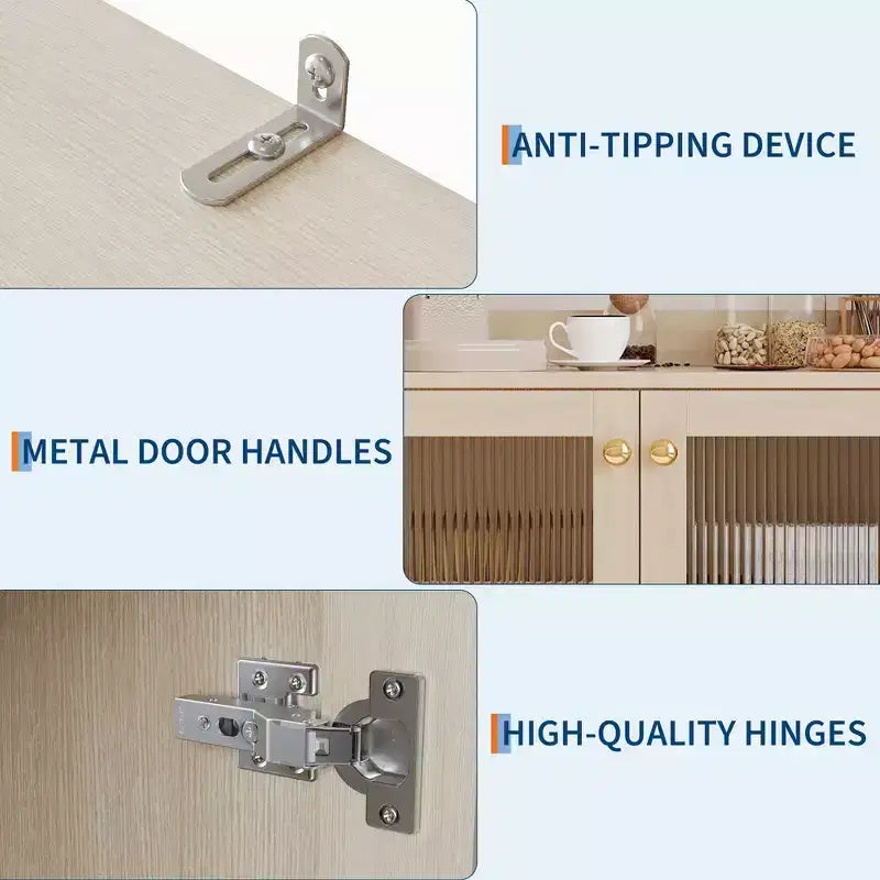 Dispensa Alta 71" con 2 Ante in Vetro, Mobile Contenitore Autoportante per Cucina con Ripiani Regolabili, Credenza Stile Rustico per Sala da Pranzo