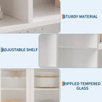 Dispensa Alta 71" con 2 Ante in Vetro, Mobile Contenitore Autoportante per Cucina con Ripiani Regolabili, Credenza Stile Rustico per Sala da Pranzo