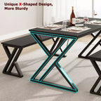 Set da pranzo CuisinSmart con panca e piano in legno, tavolo da cucina con panca per 4 persone con struttura in metallo e design a X, per bar, casa, ufficio, nero