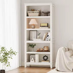 Libreria stretta a 5 ripiani con gambe in legno, libreria stretta in stile rustico per soggiorno, appartamento, ufficio