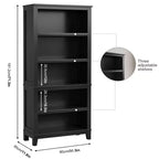 Libreria stretta a 5 ripiani con gambe in legno, libreria stretta in stile rustico per soggiorno, appartamento, ufficio