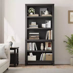 Libreria stretta a 5 ripiani con gambe in legno, libreria stretta in stile rustico per soggiorno, appartamento, ufficio
