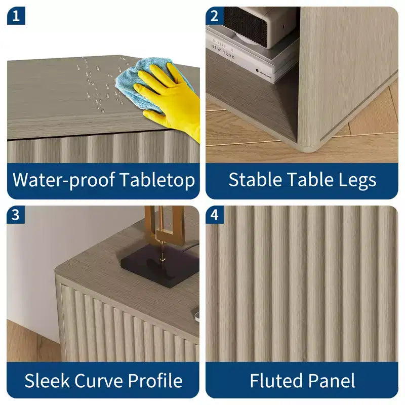 Comodino, comodino a incasso con presa e lampada a L, comodino moderno grande e ampio per camera da letto, soggiorno, divano, ufficio domestico, confezione da 2