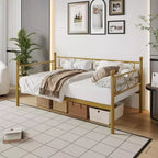 Divano letto con rotelle, letto singolo in metallo con testiera floreale, struttura moderna in metallo con rotelle estraibili, doghe in acciaio resistente