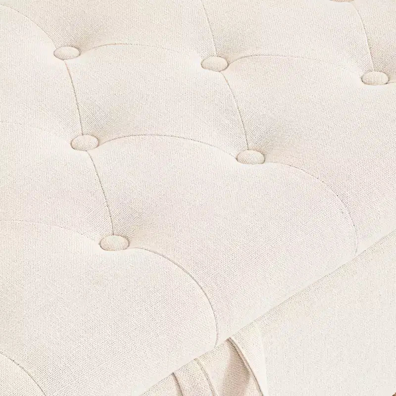 Furniliving 51 Panca ottomana grande imbottita con bottoni in lino con contenitore, per camera da letto/ingresso/soggiorno