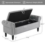 Furniliving 51 Panca ottomana grande imbottita con bottoni in lino con contenitore, per camera da letto/ingresso/soggiorno
