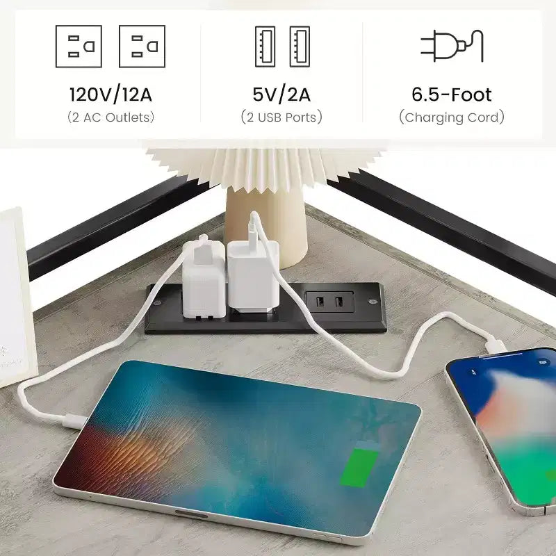 Acekool Mobile ad Angolo con Stazione di Ricarica, Libreria a Triangolo a 3 Livelli con Porte USB, Prese e 9 Scomparti Cubici per Camera da Letto, Ufficio, Soggiorno