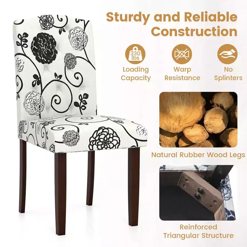 Set di 4 sedie da pranzo in legno Costway con gambe in legno di gomma, sedile imbottito e molle a S, per cucina, beige/grigio