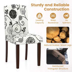 Set di 4 sedie da pranzo in legno Costway con gambe in legno di gomma, sedile imbottito e molle a S, per cucina, beige/grigio