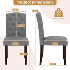Set di 4 sedie da pranzo in legno Costway con gambe in legno di gomma, sedile imbottito e molle a S, per cucina, beige/grigio