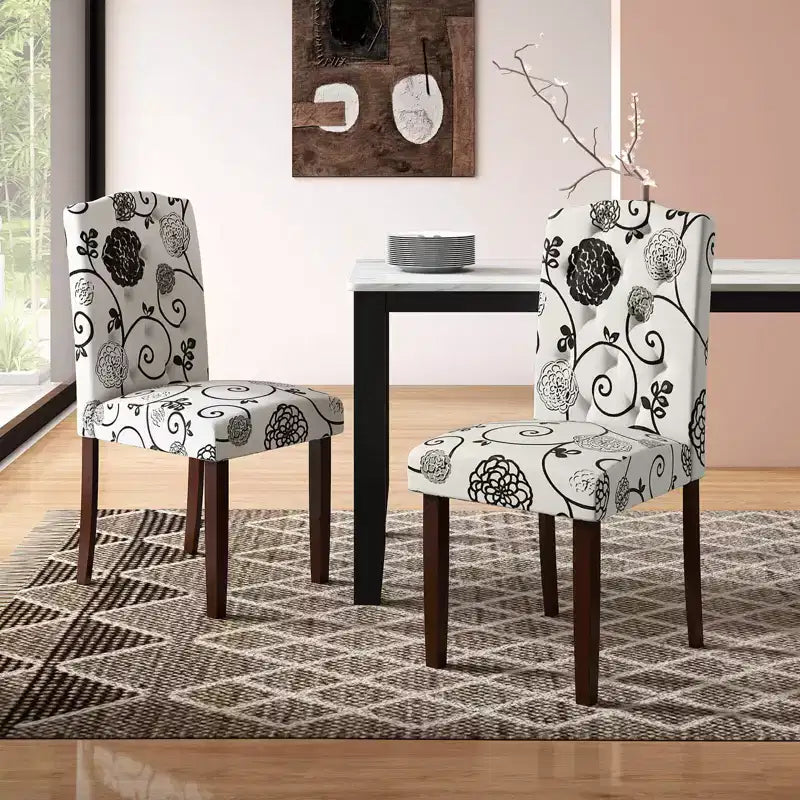 Set di 4 sedie da pranzo in legno Costway con gambe in legno di gomma, sedile imbottito e molle a S, per cucina, beige/grigio