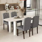 Costway Set di 2 Sedie da Pranzo in Legno con Gambe in Legno di Gomma, Seduta Imbottita e Molle a S, Beige/Grigio da Cucina