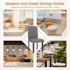 Costway Set di 2 Sedie da Pranzo in Legno con Gambe in Legno di Gomma, Seduta Imbottita e Molle a S, Beige/Grigio da Cucina