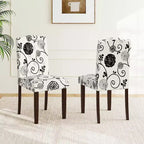 Costway Set di 2 Sedie da Pranzo in Legno con Gambe in Legno di Gomma, Seduta Imbottita e Molle a S, Beige/Grigio da Cucina