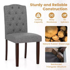 Costway Set di 2 Sedie da Pranzo in Legno con Gambe in Legno di Gomma, Seduta Imbottita e Molle a S, Beige/Grigio da Cucina