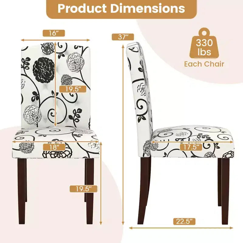 Costway Set di 2 Sedie da Pranzo in Legno con Gambe in Legno di Gomma, Seduta Imbottita e Molle a S, Beige/Grigio da Cucina