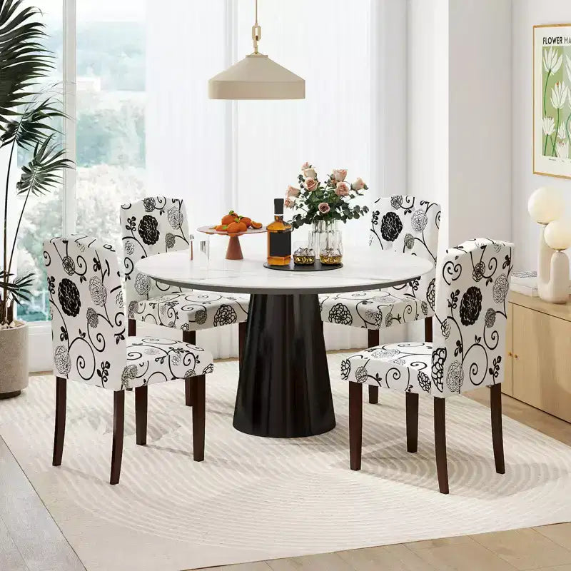 Costway Set di 2 Sedie da Pranzo in Legno con Gambe in Legno di Gomma, Seduta Imbottita e Molle a S, Beige/Grigio da Cucina