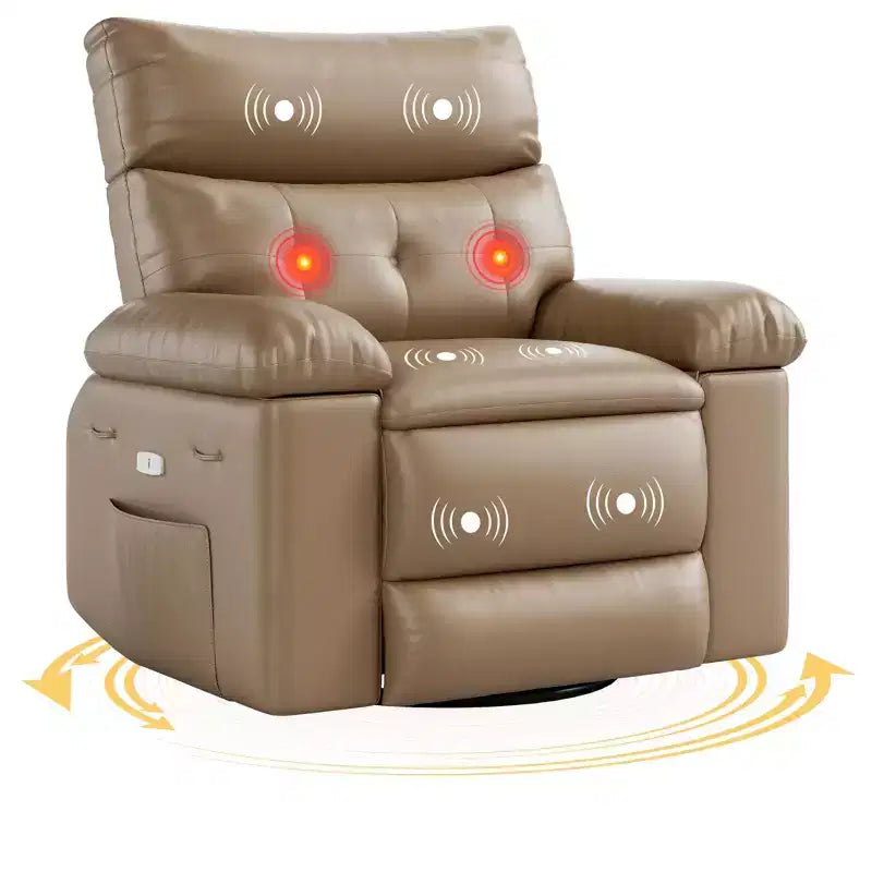 Poltrona reclinabile oversize girevole a 360° a dondolo con calore e massaggio (per soggiorno/camera da letto/cameretta adulti)