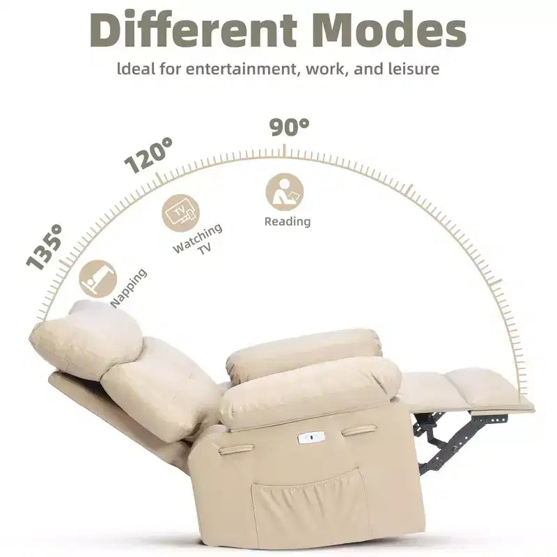 Poltrona reclinabile oversize girevole a 360° a dondolo con calore e massaggio (per soggiorno/camera da letto/cameretta adulti)