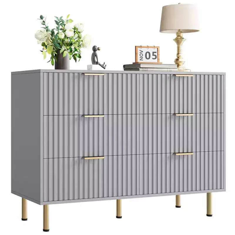 Cassettiera a 6 cassetti per camera da letto, comò moderno da 120 cm con cassetti profondi per soggiorno, corridoio, camera dei bambini