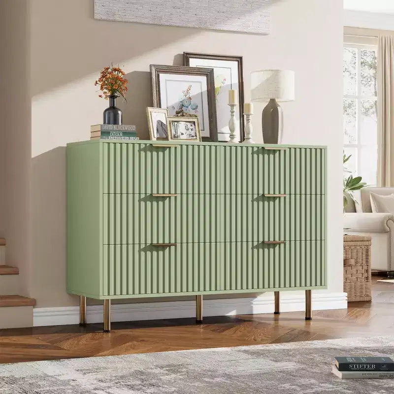 Cassettiera a 6 cassetti per camera da letto, comò moderno da 120 cm con cassetti profondi per soggiorno, corridoio, camera dei bambini