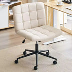 Furnimart Sedia da Scrivania Criss Cross Ampia Seduta con Ruote, Girevole a 360°, Gambe Incrociate, Cuscino Spesso, Sedia da Ufficio per Casa/Camera da Letto/Toeletta/Studio
