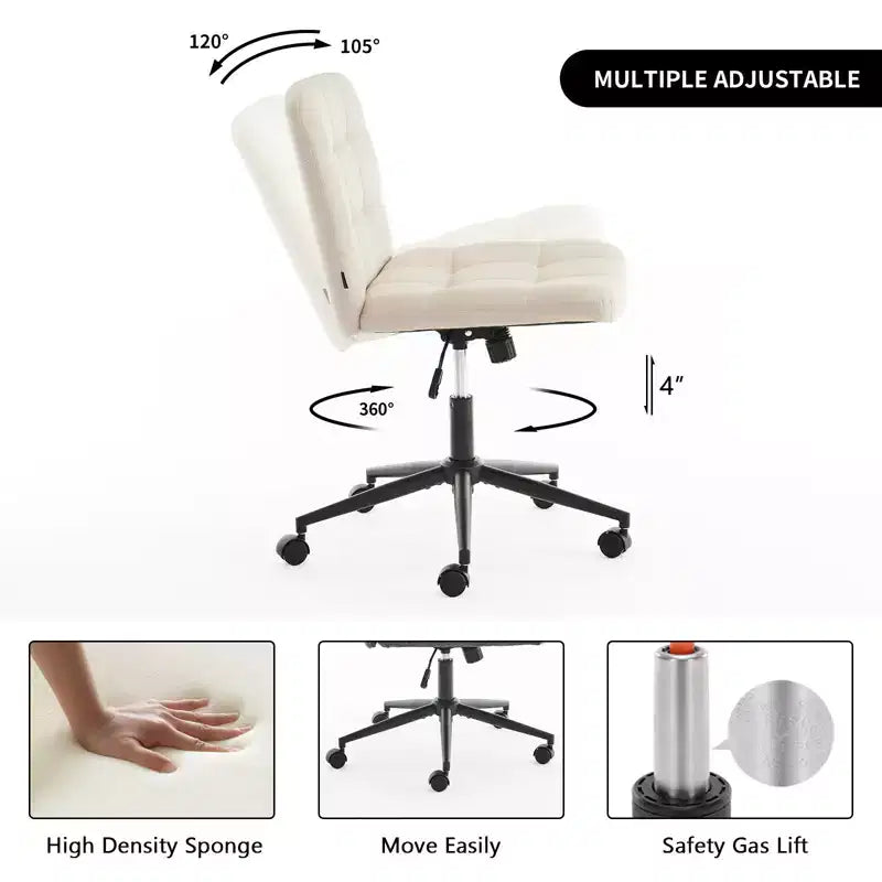 Furnimart Sedia da Scrivania Criss Cross Ampia Seduta con Ruote, Girevole a 360°, Gambe Incrociate, Cuscino Spesso, Sedia da Ufficio per Casa/Camera da Letto/Toeletta/Studio
