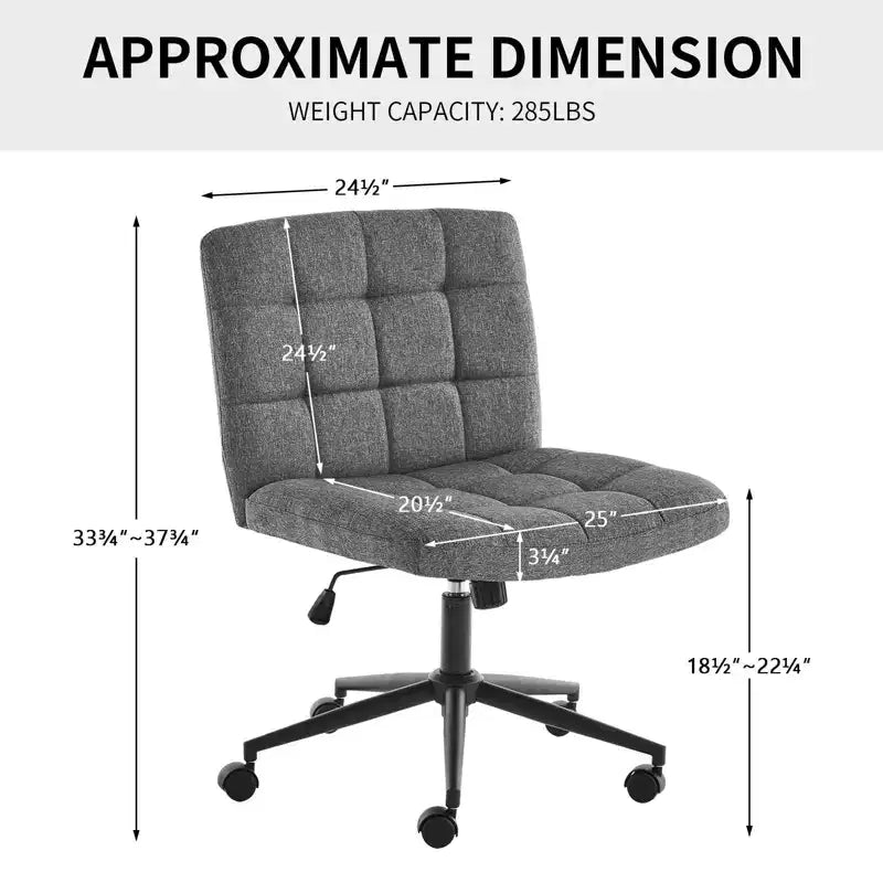 Furnimart Sedia da Scrivania Criss Cross Ampia Seduta con Ruote, Girevole a 360°, Gambe Incrociate, Cuscino Spesso, Sedia da Ufficio per Casa/Camera da Letto/Toeletta/Studio