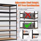Scaffali da Garage Resistenti, Scaffali di Stoccaggio Regolabili a 5 Livelli, 152x61x183cm, Carico 1360 kg, Scaffalature Regolabili per Garage