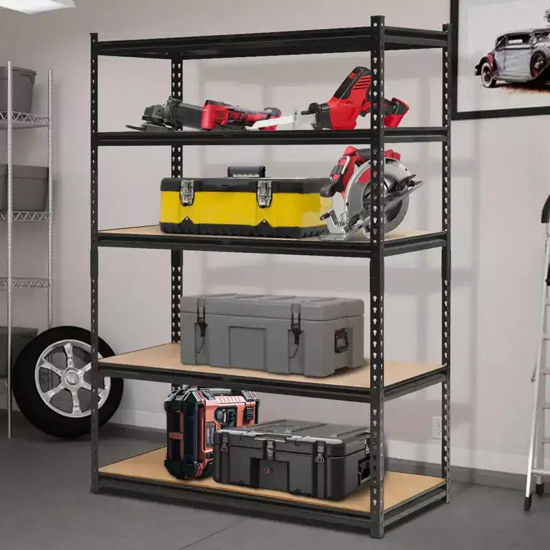 Scaffali da Garage Resistenti, Scaffali di Stoccaggio Regolabili a 5 Livelli, 152x61x183cm, Carico 1360 kg, Scaffalature Regolabili per Garage