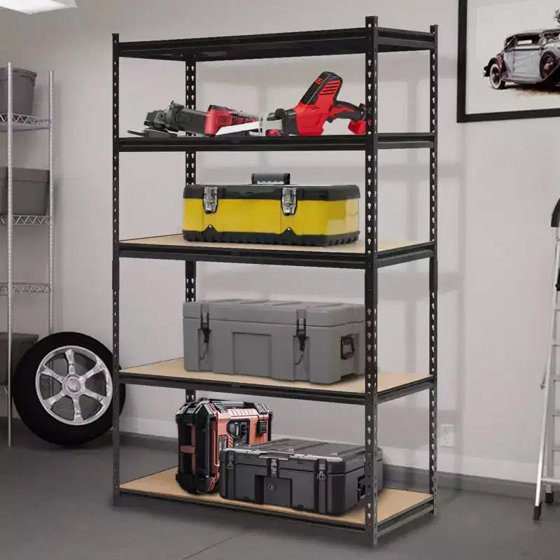 Scaffali da Garage Resistenti, Scaffali di Stoccaggio Regolabili a 5 Livelli, 152x61x183cm, Carico 1360 kg, Scaffalature Regolabili per Garage