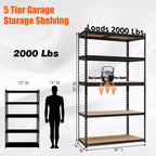 Scaffali da Garage Resistenti, Scaffali di Stoccaggio Regolabili a 5 Livelli, 152x61x183cm, Carico 1360 kg, Scaffalature Regolabili per Garage