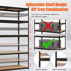Scaffali da Garage Resistenti, Scaffali di Stoccaggio Regolabili a 5 Livelli, 152x61x183cm, Carico 1360 kg, Scaffalature Regolabili per Garage