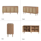 Lenz 63 Madia Moderna Larga in Rattan con 2 Ripiani Regolabili|ART OF LIVING DESIGNS